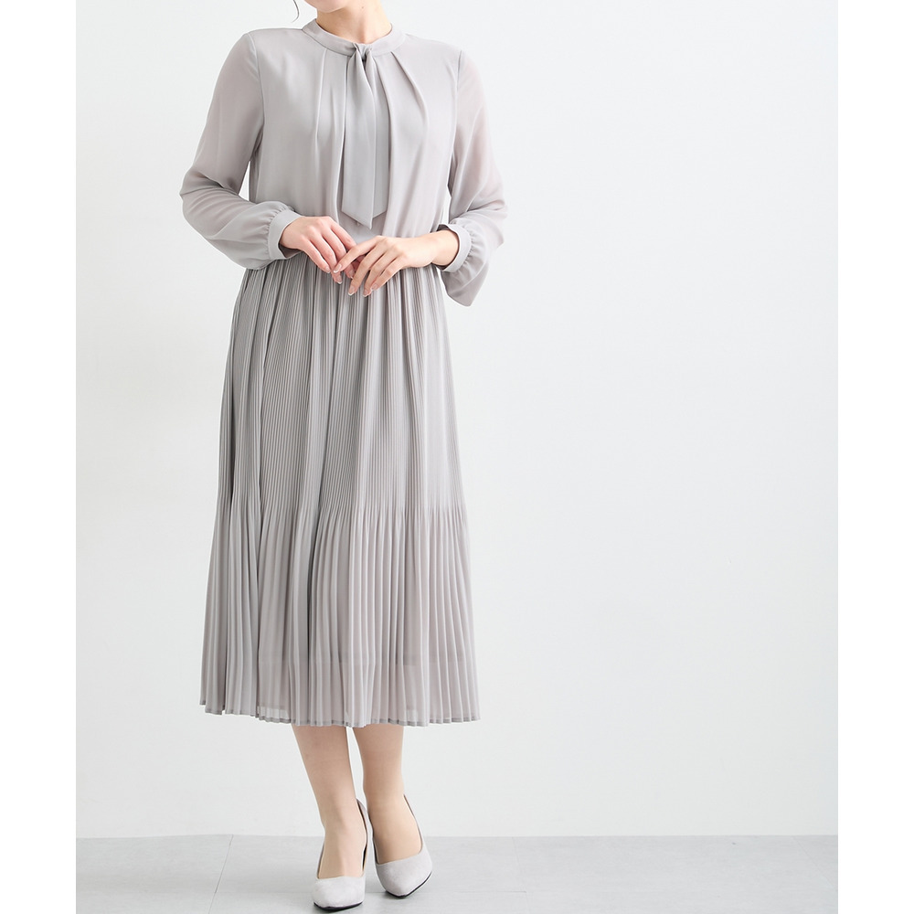 【入学式・卒業式・フォーマル】ダブルクロスノーカラージャケット+シフォンジョーゼットプリーツワンピースアンサンブル 大きいサイズ19