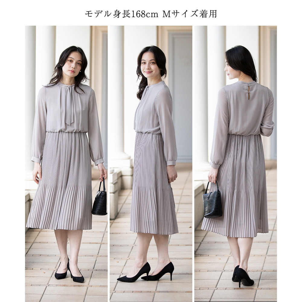 【入学式・卒業式・フォーマル】ダブルクロスノーカラージャケット+シフォンジョーゼットプリーツワンピースアンサンブル 大きいサイズ23