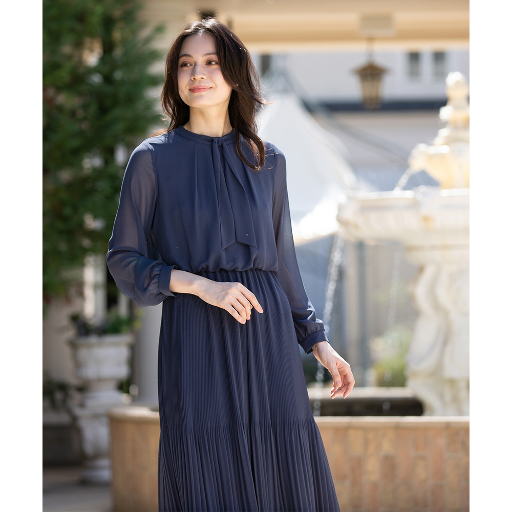 【入学式・卒業式・フォーマル】ダブルクロスノーカラージャケット+シフォンジョーゼットプリーツワンピースアンサンブル 大きいサイズ5