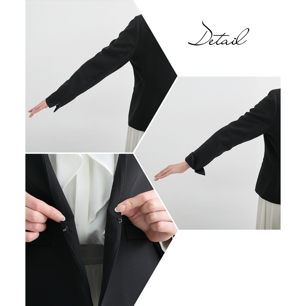 【入学式・卒業式・フォーマル】ダブルクロスストレッチノーカラージャケット+チュールスカートセットアップ 大きいサイズ29