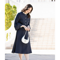 【入学式・卒業式・フォーマル】洗える パール釦使い袖タックデザインジャケット+フレアスカートセットアップ 大きいサイズ