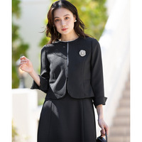 【入学式・卒業式・フォーマル】洗えるノーカラージャケット＋ドッキングデザインワンピースアンサンブル 大きいサイズ