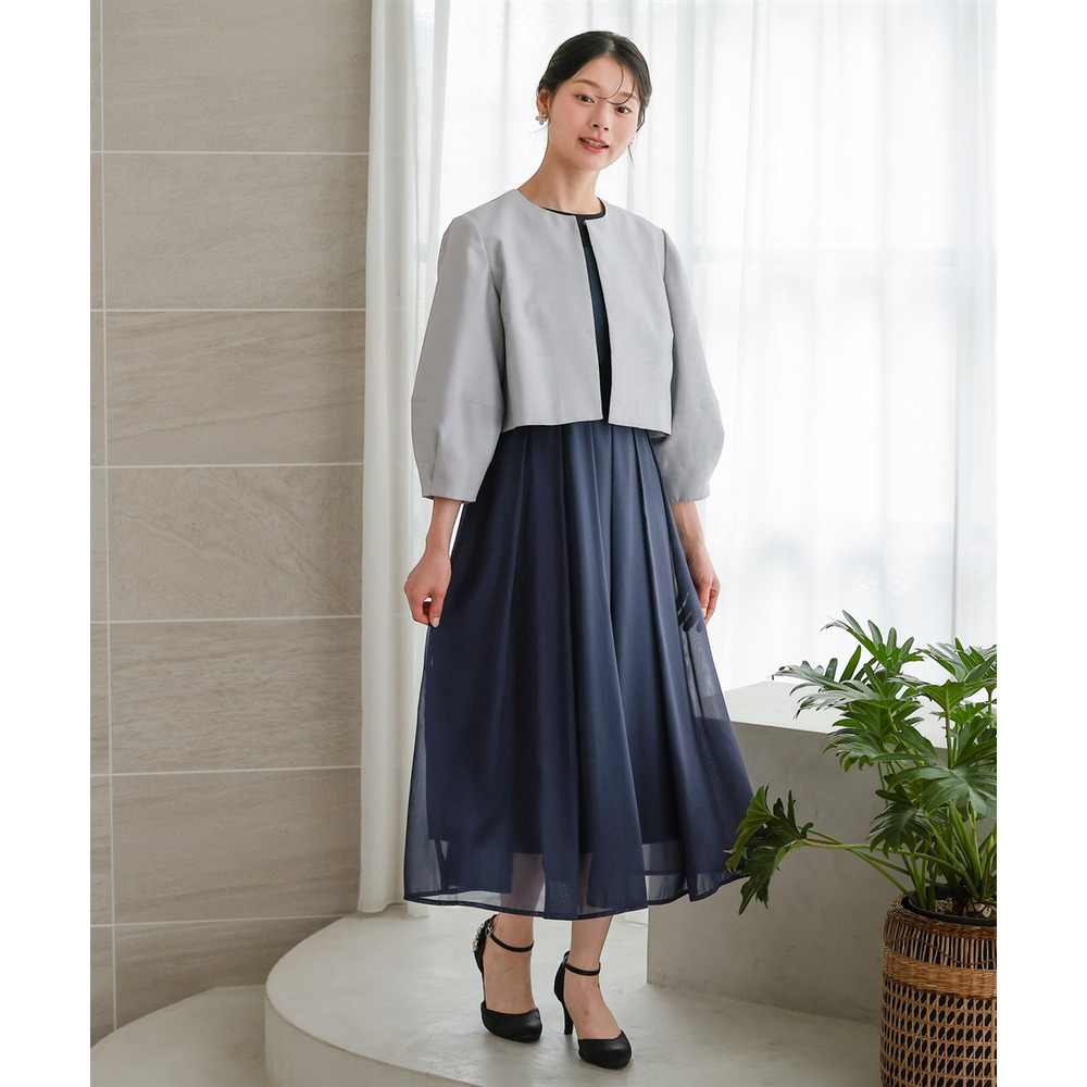 【結婚式・パーティードレス】ウエストレースデザインノースリーブワンピースドレス 大きいサイズ15