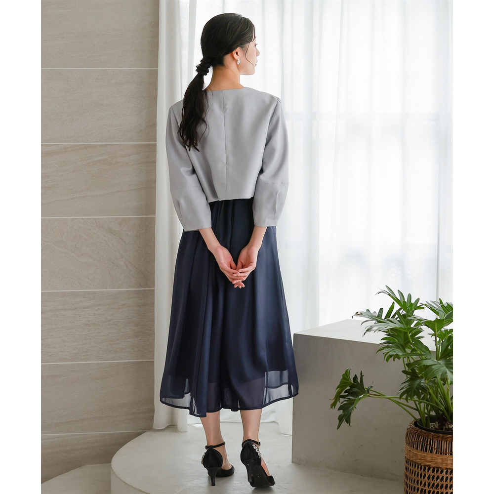 【結婚式・パーティードレス】ウエストレースデザインノースリーブワンピースドレス 大きいサイズ16