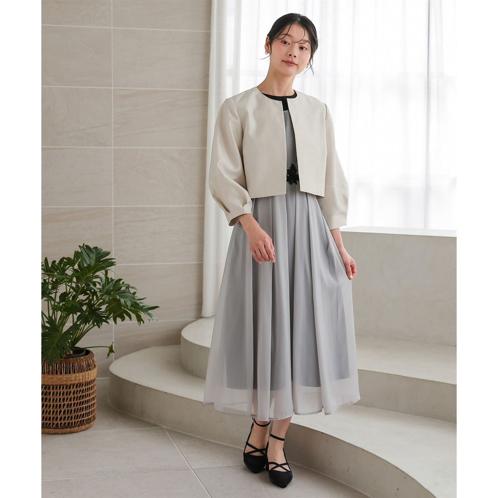 【結婚式・パーティードレス】ウエストレースデザインノースリーブワンピースドレス 大きいサイズ8