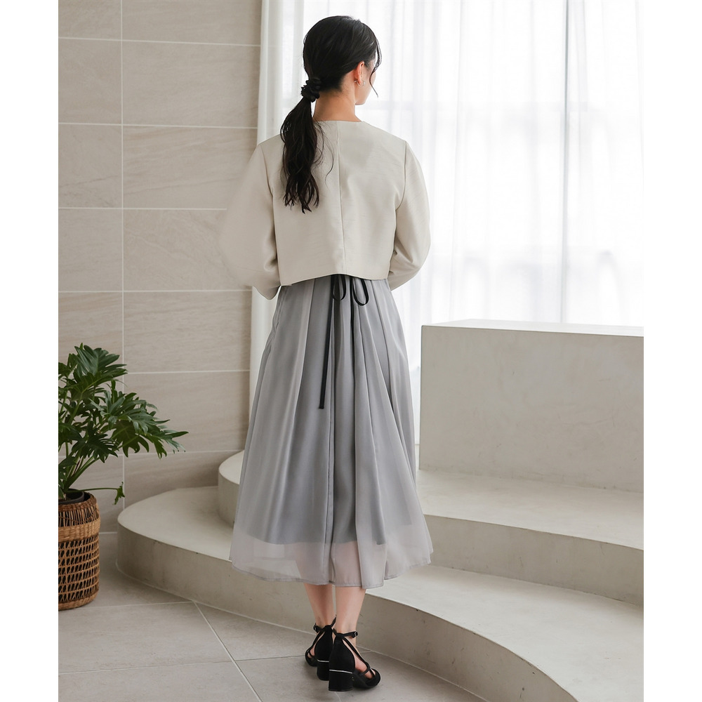 【結婚式・パーティードレス】ウエストレースデザインノースリーブワンピースドレス 大きいサイズ9