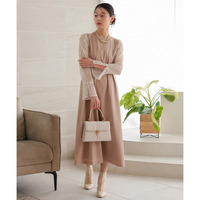 【結婚式・パーティードレス】モール刺繍チュール使いウエストタックデザインワンピースドレス 大きいサイズ