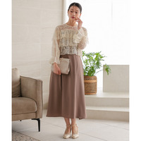 【結婚式・パーティードレス】モール刺繍レース使いティアードワンピースドレス 大きいサイズ