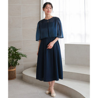 【結婚式・パーティードレス】オーガンジー2wayボレロ＋フレアワンピースドレス 大きいサイズ