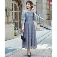 【結婚式・パーティードレス】デザインスリーブラメチュールワンピースドレス 大きいサイズ