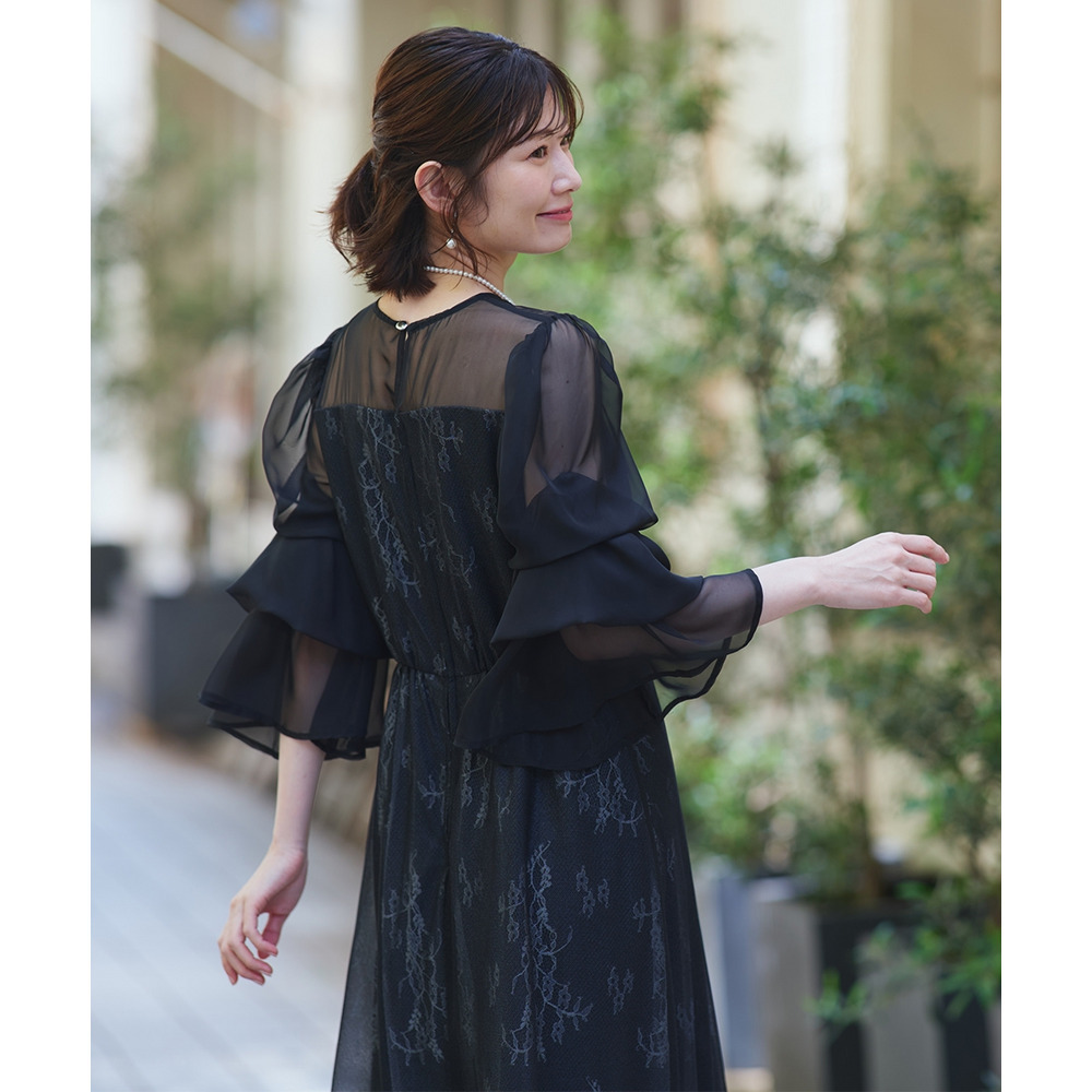 【結婚式・パーティードレス】デザインスリーブラメチュールワンピースドレス 大きいサイズ11