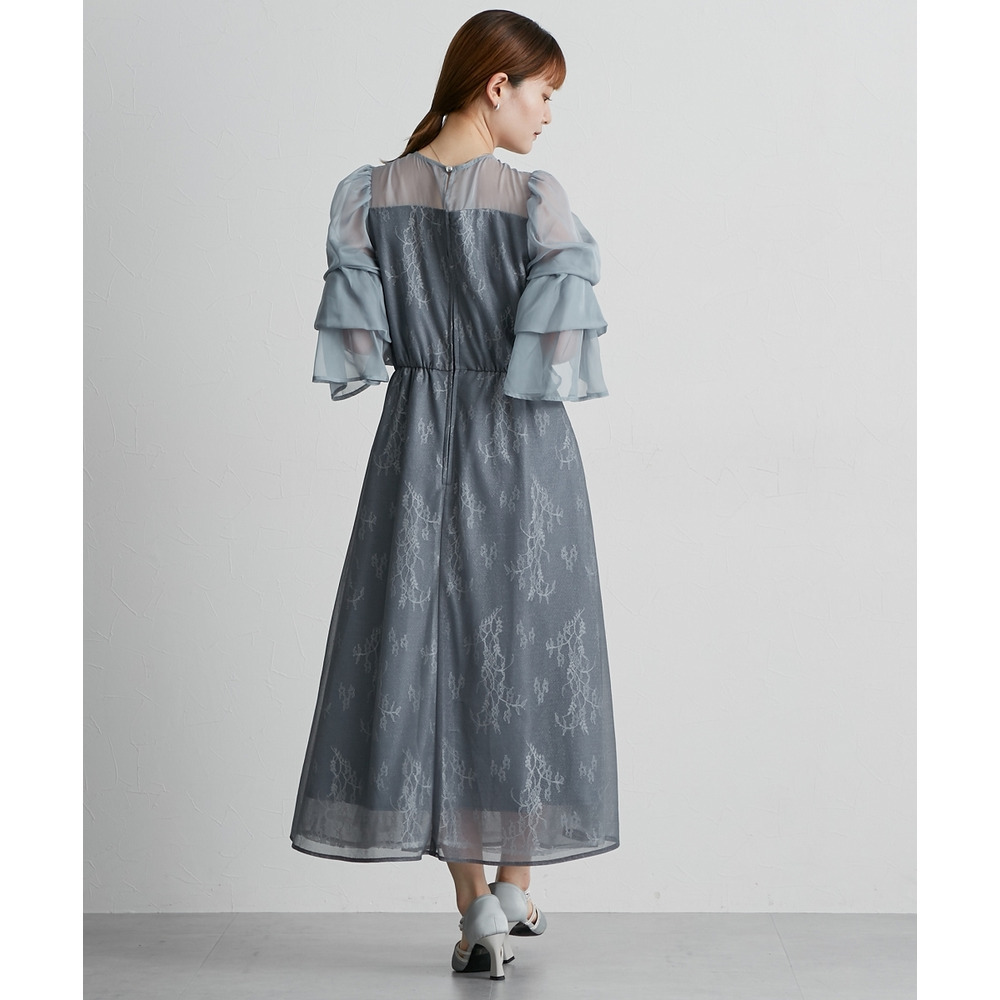 【結婚式・パーティードレス】デザインスリーブラメチュールワンピースドレス 大きいサイズ13