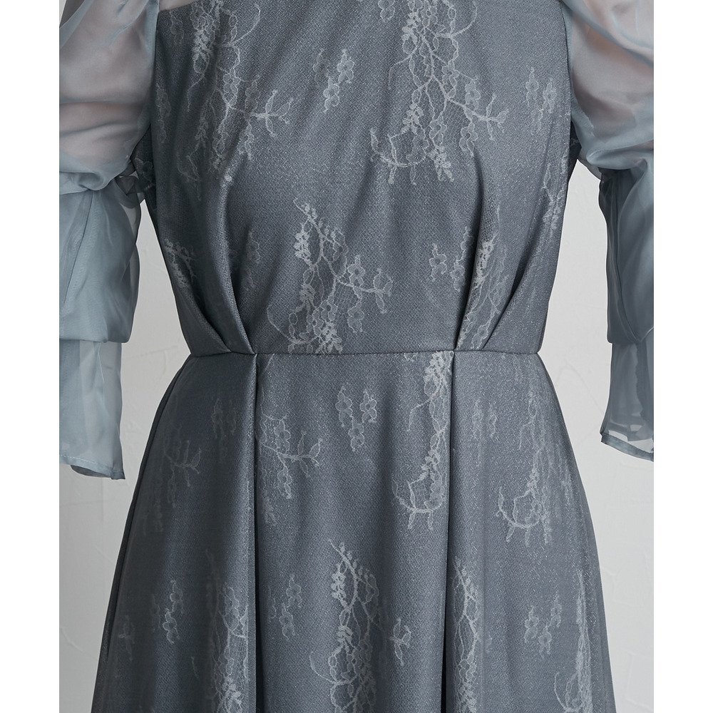 【結婚式・パーティードレス】デザインスリーブラメチュールワンピースドレス 大きいサイズ23