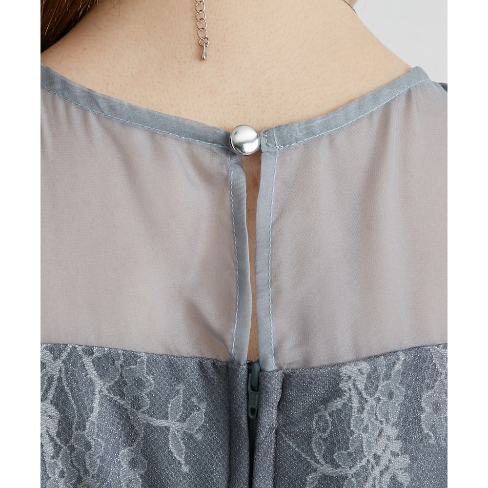 【結婚式・パーティードレス】デザインスリーブラメチュールワンピースドレス 大きいサイズ25