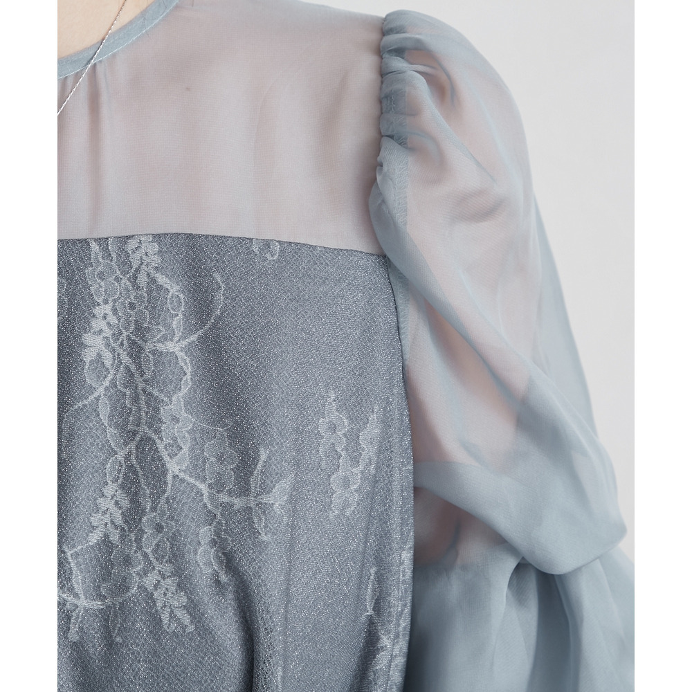 【結婚式・パーティードレス】デザインスリーブラメチュールワンピースドレス 大きいサイズ27