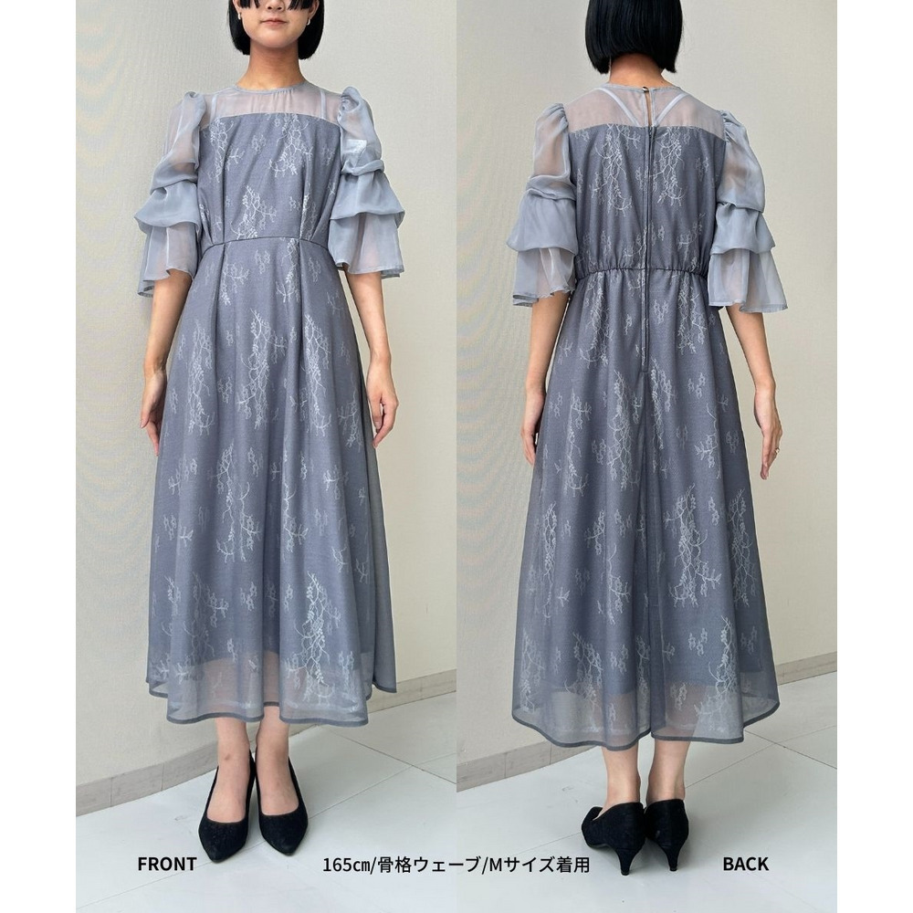 【結婚式・パーティードレス】デザインスリーブラメチュールワンピースドレス 大きいサイズ30