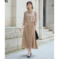 【結婚式・パーティードレス】レースボレロドッキング前開きワンピースドレス 大きいサイズ