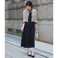 【結婚式・パーティードレス】レースボレロドッキング前開きワンピースドレス 大きいサイズ