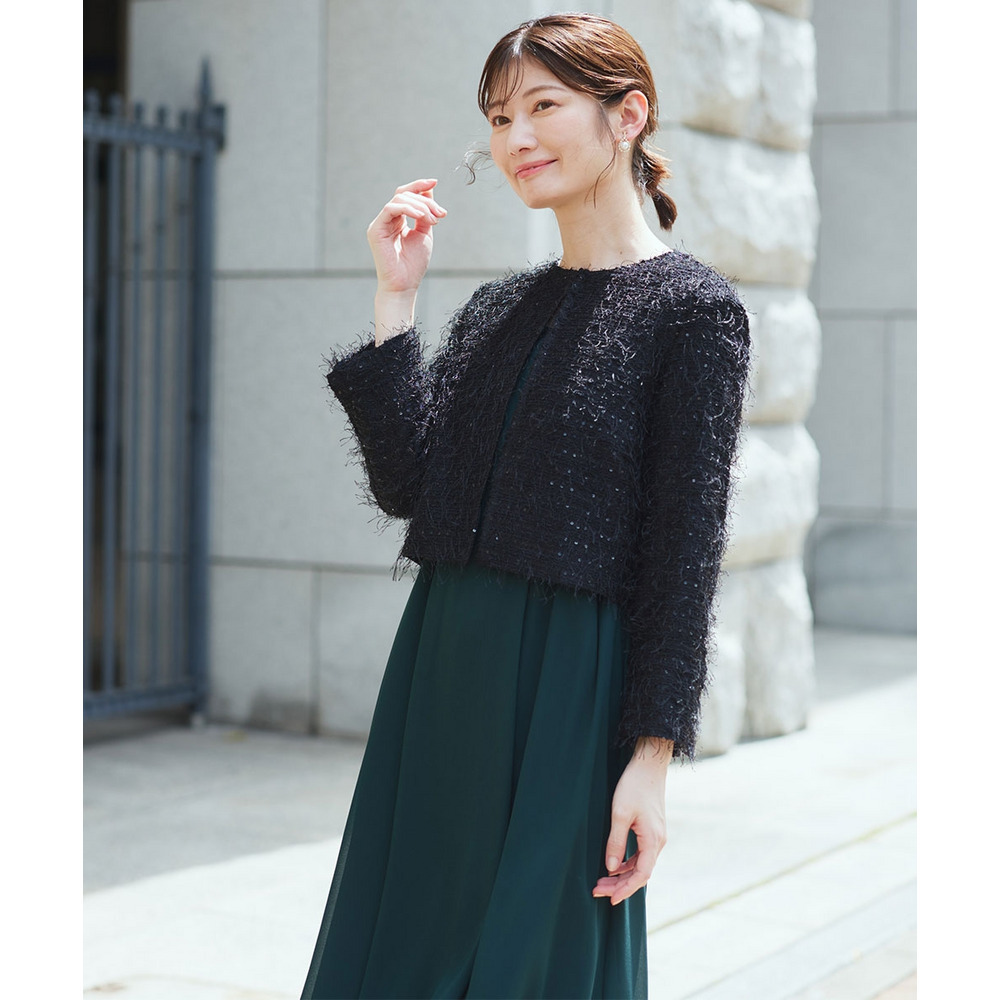 【結婚式・パーティードレス】フリンジニットジャケット 大きいサイズ7