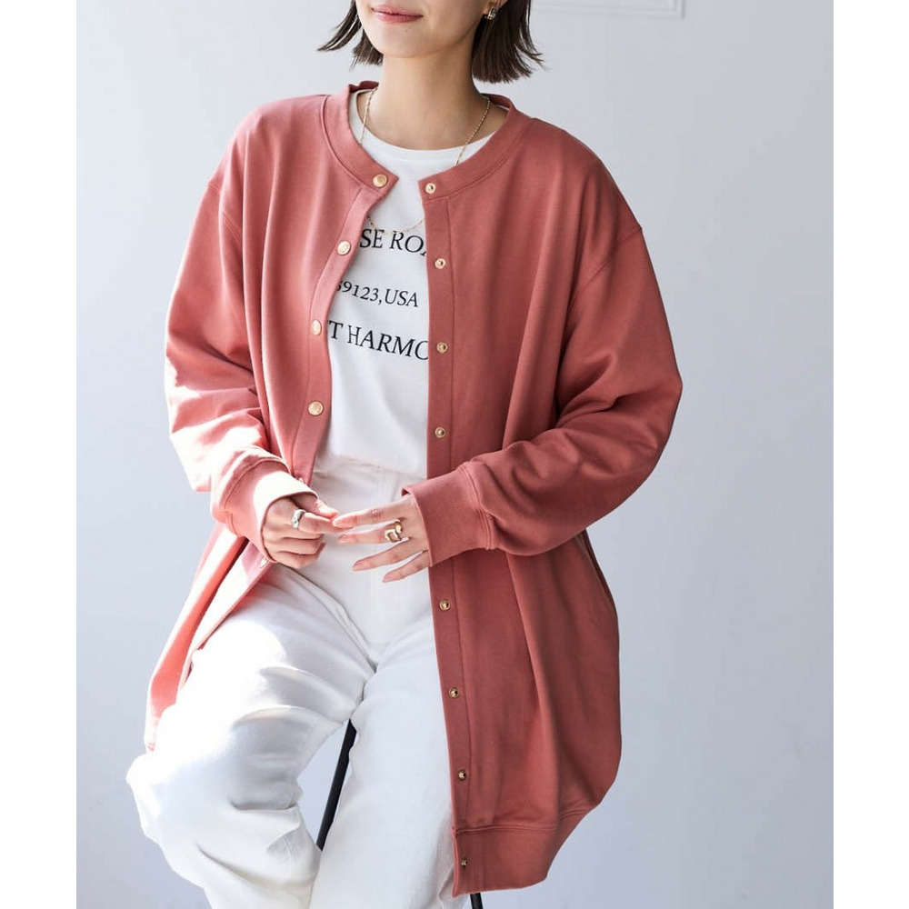 綿１００％ドットボタンロング丈ビッグカーディガン 大きいサイズ