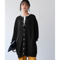 綿１００％ドットボタンロング丈ビッグカーディガン 大きいサイズ