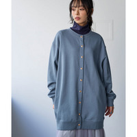 綿１００％ドットボタンロング丈ビッグカーディガン 大きいサイズ