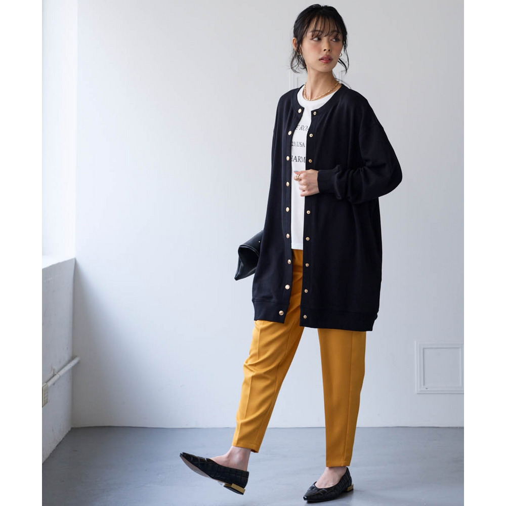 綿100%ドットボタンロング丈ビッグカーディガン 大きいサイズ21