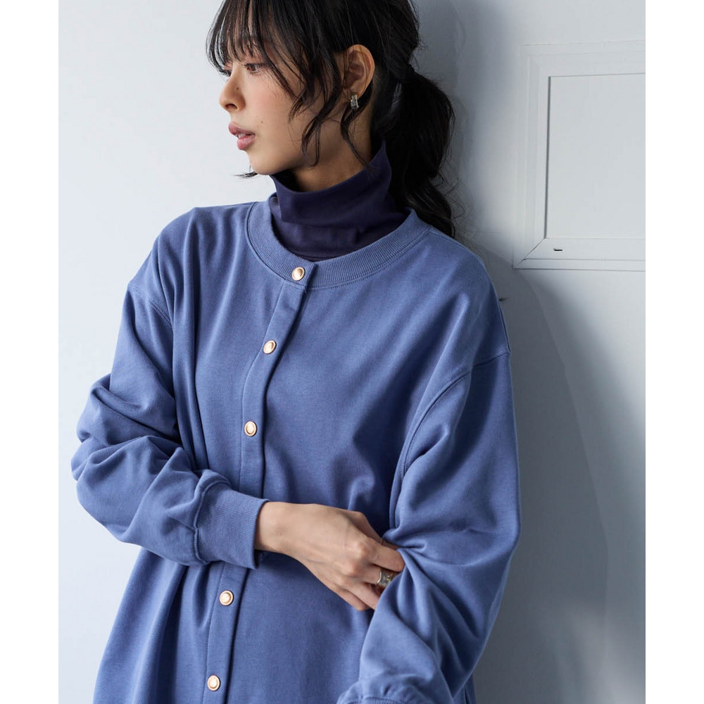 綿100%ドットボタンロング丈ビッグカーディガン 大きいサイズ25