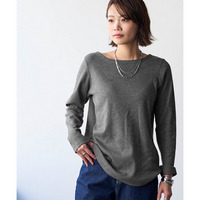 綿１００％フライス素材ボートネック長袖Ｔシャツ（UVカット） 大きいサイズ
