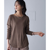 綿１００％フライス素材ボートネック長袖Ｔシャツ（UVカット） 大きいサイズ
