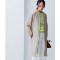 なめらかポンチ素材　トッパーゆるシルエットロング丈コート 大きいサイズ