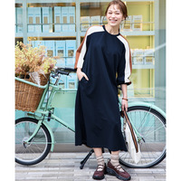 ゆるシルエットカラーラインカットソーワンピース 大きいサイズ