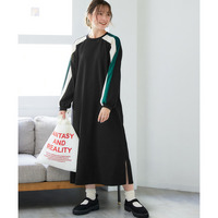 ゆるシルエットカラーラインカットソーワンピース 大きいサイズ