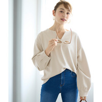 ゆるシルエットダンボールニットキーネックプルオーバー 大きいサイズ