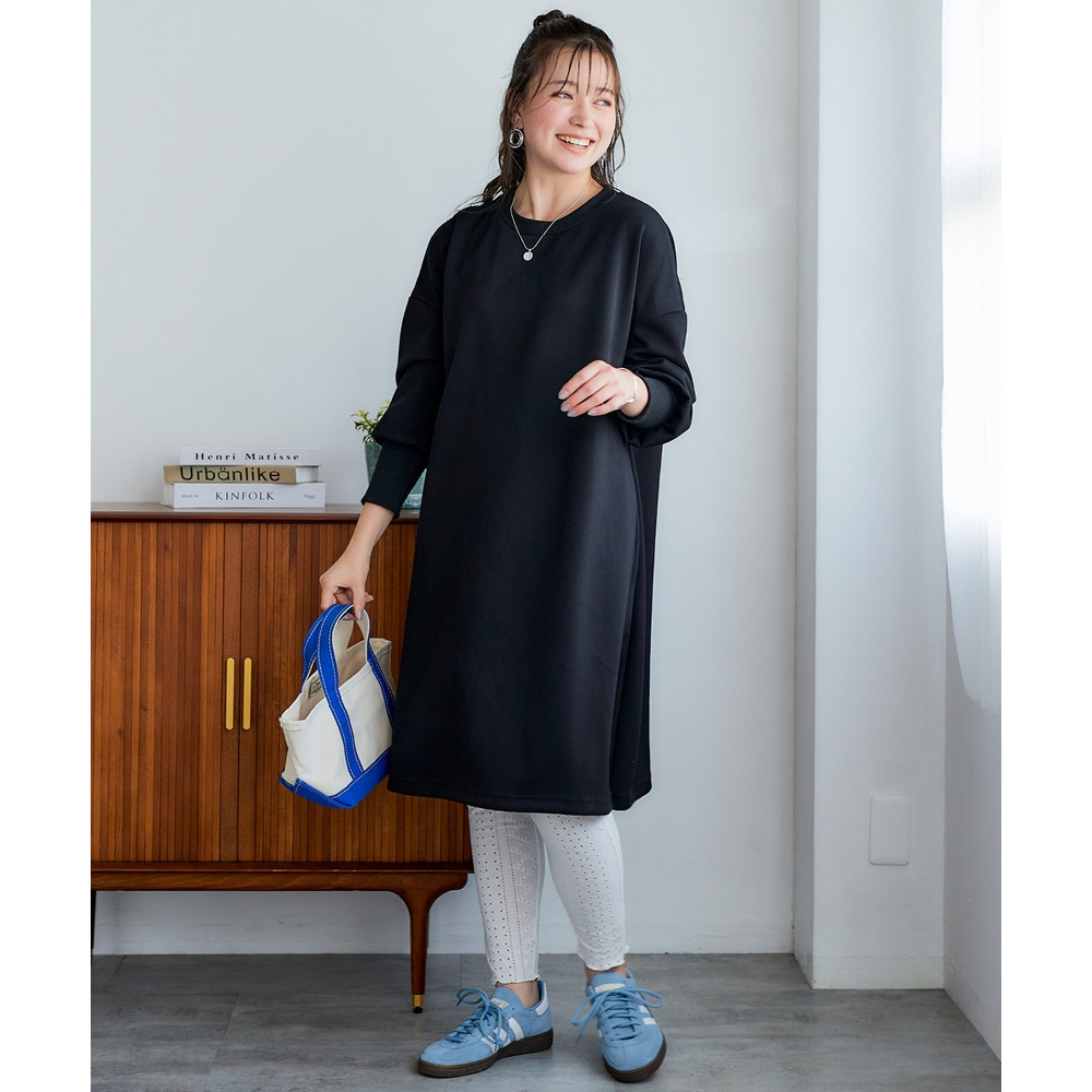 ゆるシルエットダンボールニットAラインチュニック 大きいサイズ10