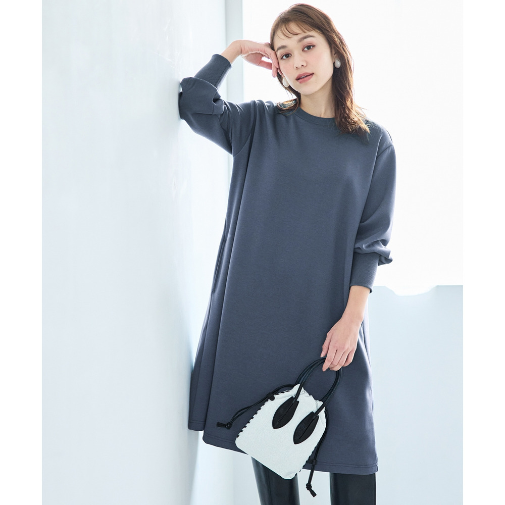 ゆるシルエットダンボールニットAラインチュニック 大きいサイズ1