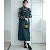 ダンボールニットハーフジップジャンパースカート 大きいサイズ