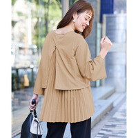 バックシャンプリーツチュニックブラウス 大きいサイズ