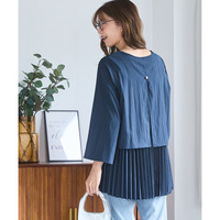 バックシャンプリーツチュニックブラウス 大きいサイズ