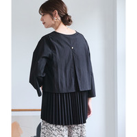 バックシャンプリーツチュニックブラウス 大きいサイズ