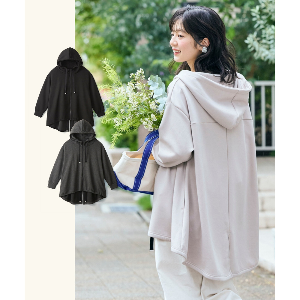 なめらかポンチゆったりパーカーコート 大きいサイズ16