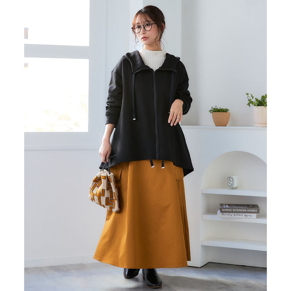 なめらかポンチゆったりパーカーコート 大きいサイズ22