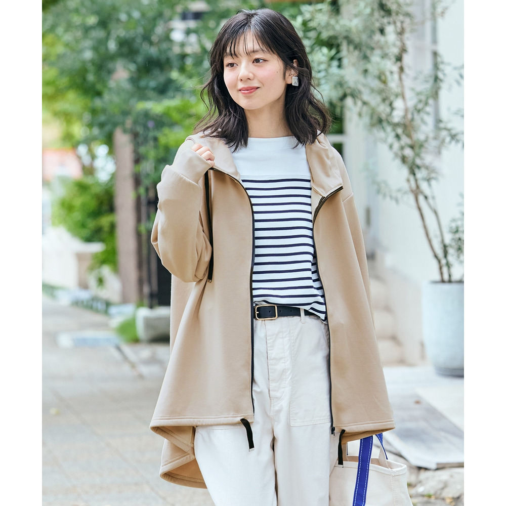 なめらかポンチゆったりパーカーコート 大きいサイズ1