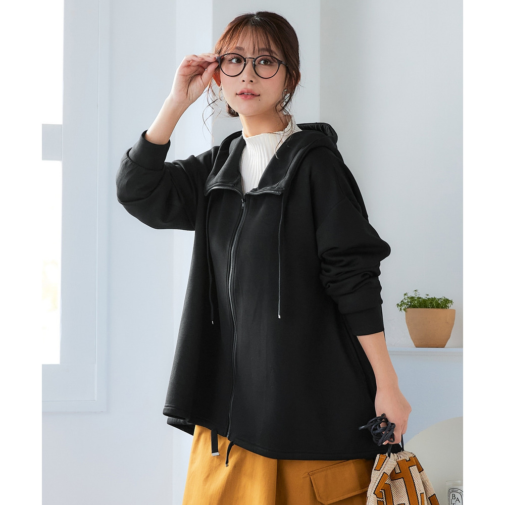 なめらかポンチゆったりパーカーコート 大きいサイズ1