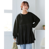 なめらかポンチ裾プリーツチュニック 大きいサイズ