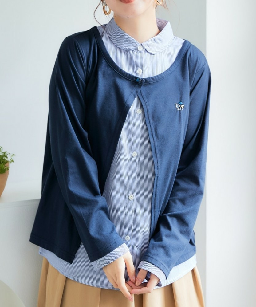 カーディガンドッキングシャツトップス 大きいサイズ