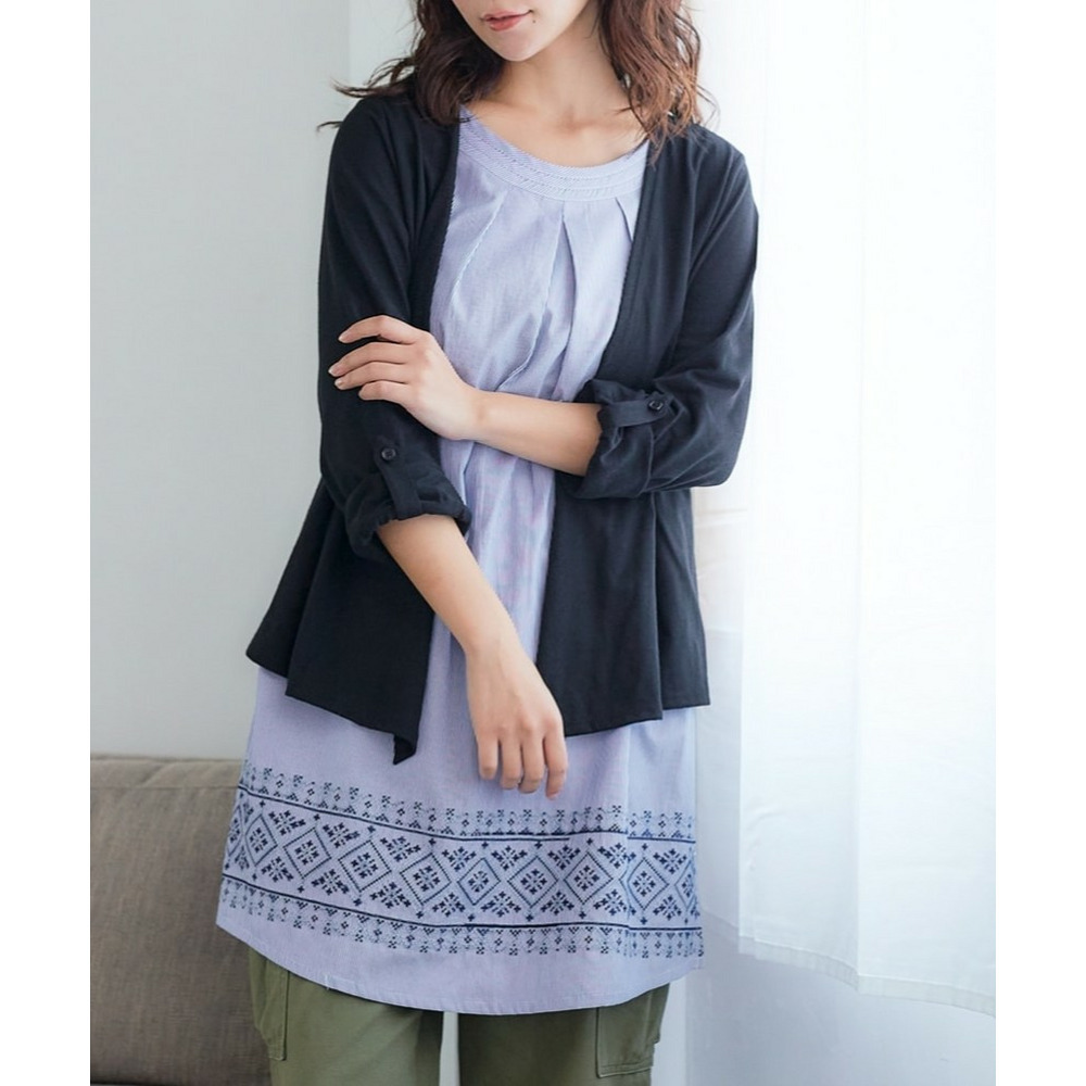 重ね着風裾刺しゅうチュニック 大きいサイズ