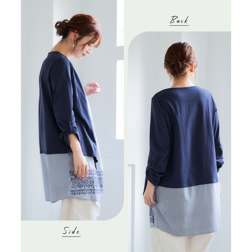 重ね着風裾刺しゅうチュニック 大きいサイズ11