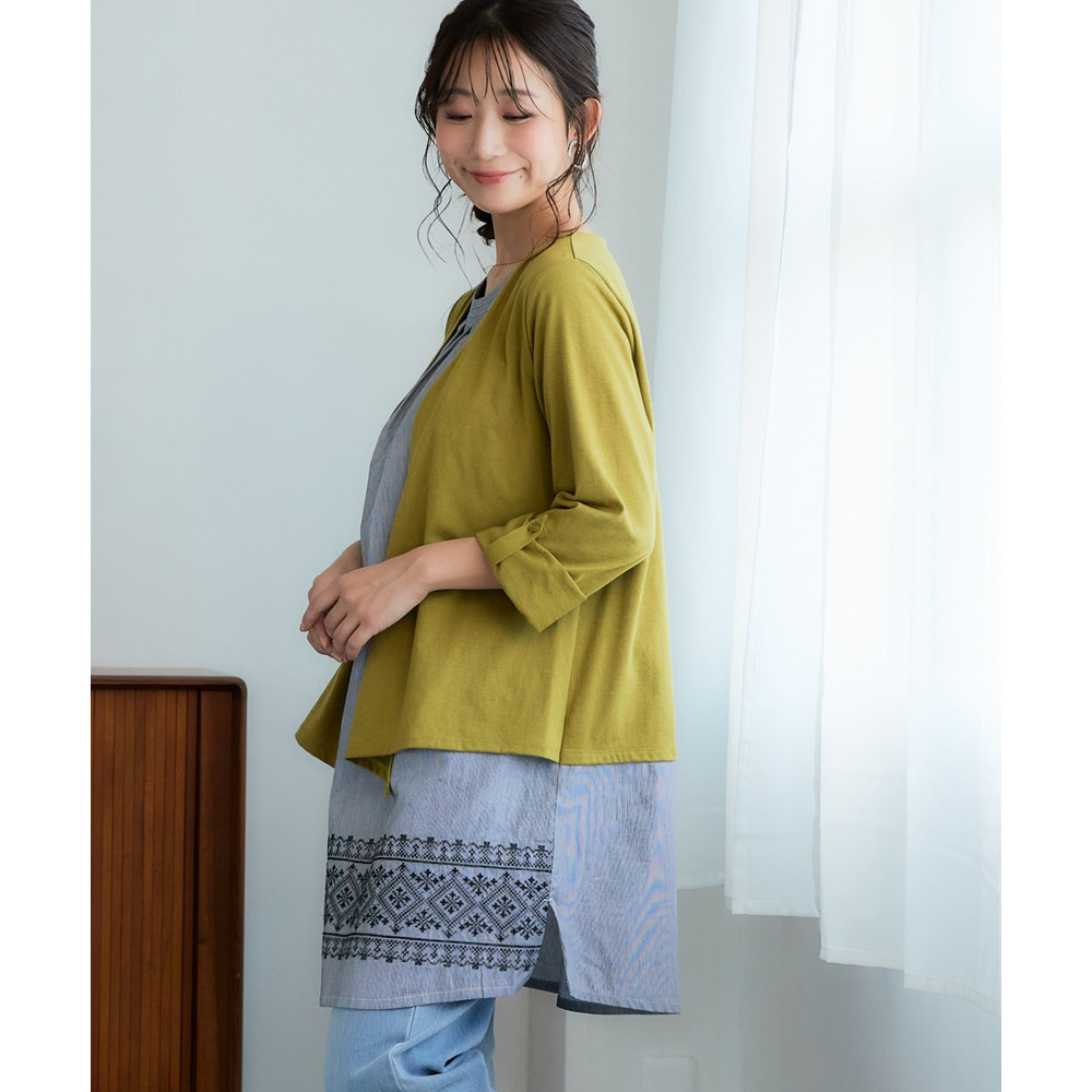 重ね着風裾刺しゅうチュニック 大きいサイズ15