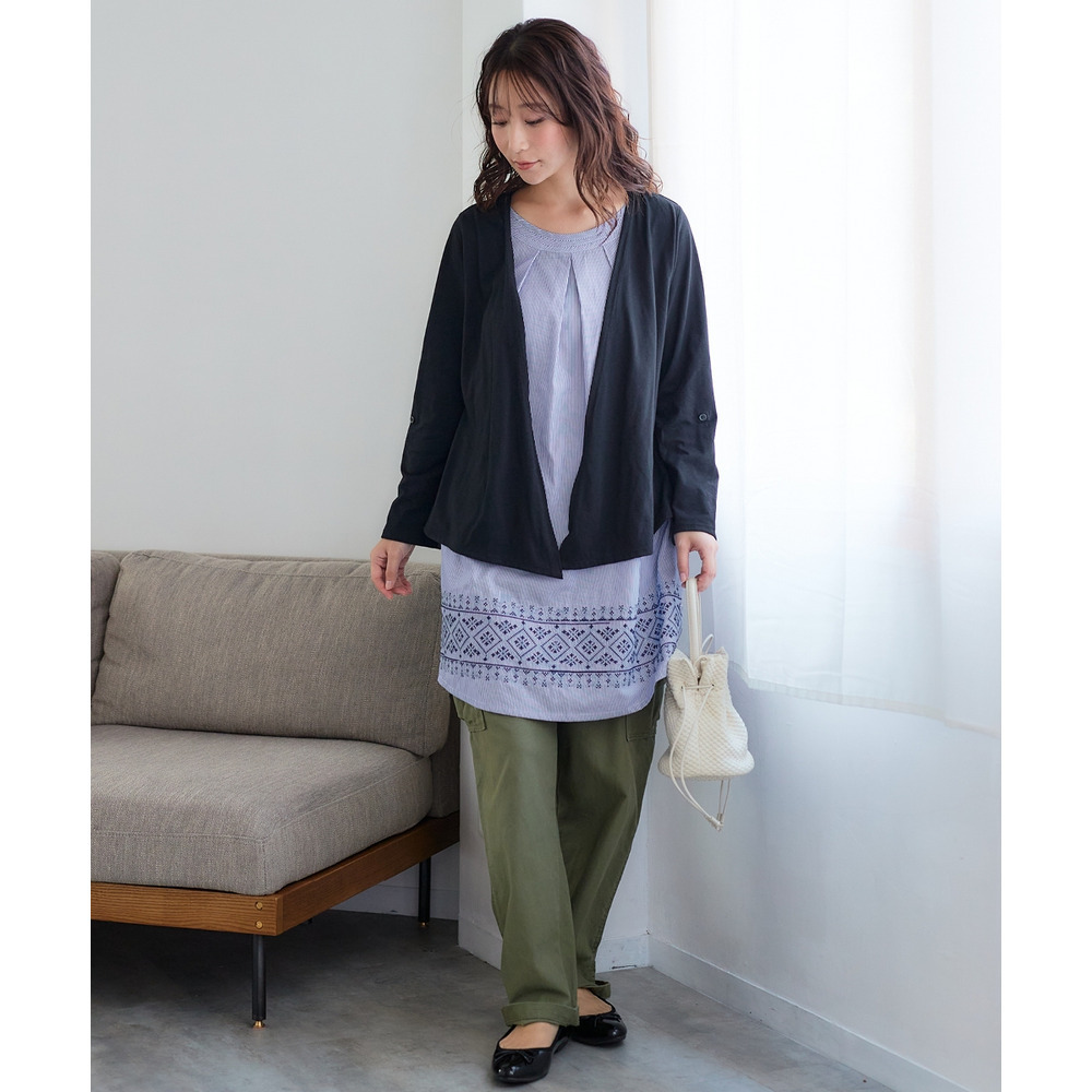 重ね着風裾刺しゅうチュニック 大きいサイズ16